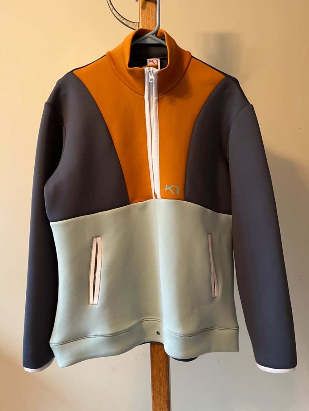 Kari Traa Orange and Charcoal Half-Zip Pullover